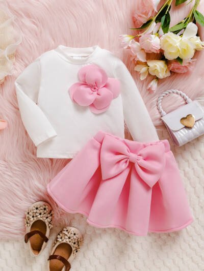 Big Bow Short Skirt Cute Princess Style Two-piece Set