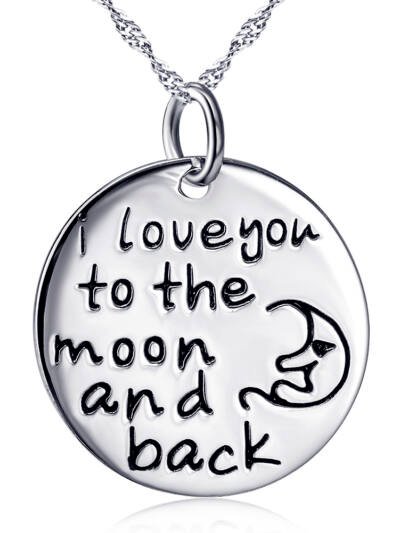 "I love you to the moon and back"Pendant 925 Sterling Silver Necklace