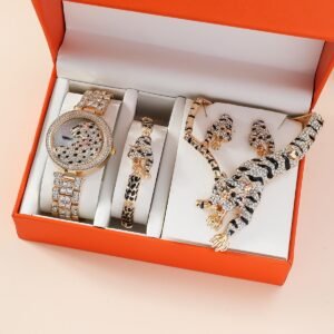 Quality Diamond Animal Simple Large Dial Steel Belt Quartz Watch Suit