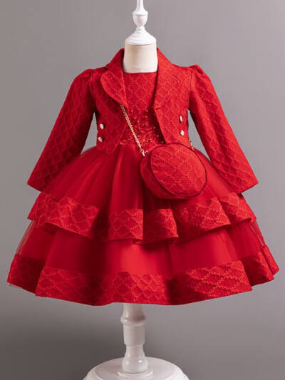 Girls' Fashion Special Dress Three-piece Suit