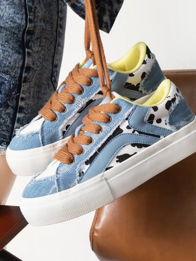 Women's Retro Cow Casual All-match White Shoes