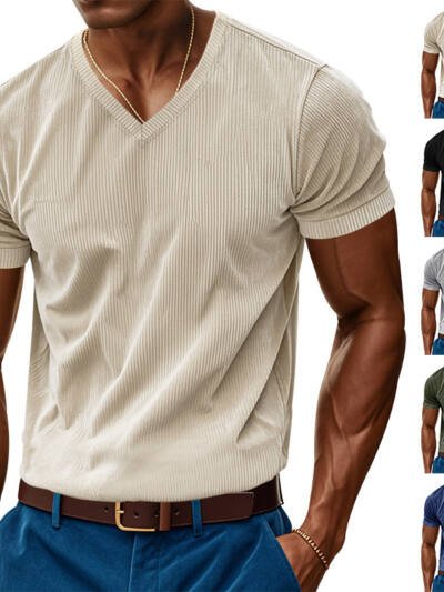 Loose Casual Men's V-neck Short Sleeve