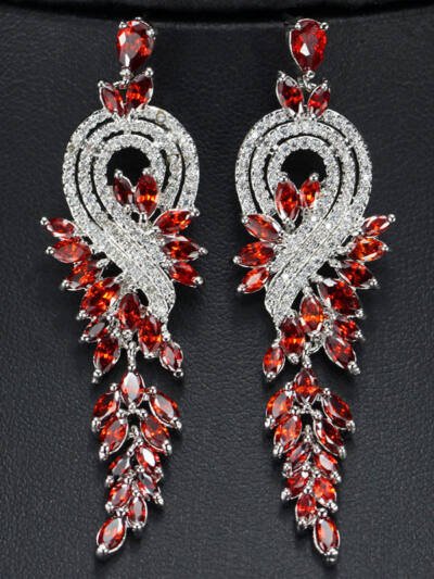 18K gold plated long tassel earrings AAA zircon enamel diamond earrings earrings