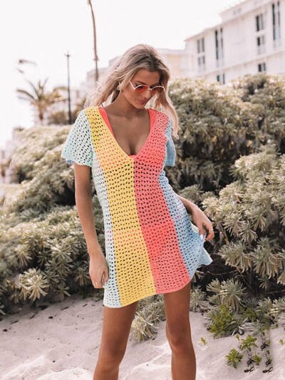 Hollow Out Multi Color Cover-Ups Swimwear