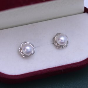 6-7mm Freshwater Pearl Nearly Round Almost Flawless S925 Silver Stud Earrings