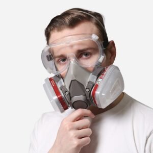 Gray-White Dual-Cartridge Respirator Mask