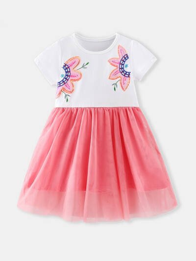 Floral Sequin Childrens Tulle Dress