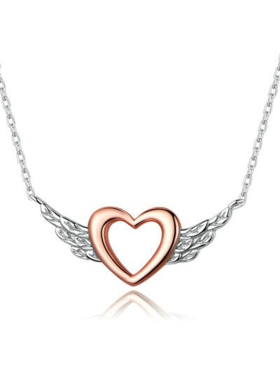 Silver Charm Original Love Wings Rose Gold Plated Necklace Ins Creative Niche Design Sense Clavicle Chain