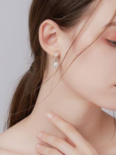 S925 Sterling Silver Suit Female Combination Exquisite Fashion Long Bow Earrings