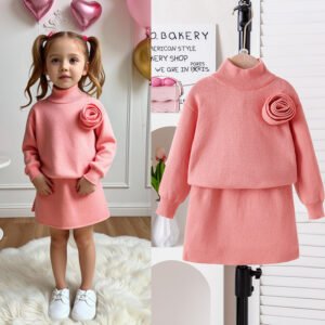 Flower Pattern Long Sleeve Comfortable High-neck Set