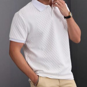 Mens Casual Jacquard Short-sleeve Polo T-shirt
