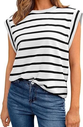 Crew Neck Striped Vest Sweater