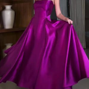 Satin Tube Top Full Skirt Dress