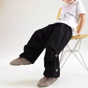 Autumn And Winter Children's Clothing Fleece-lined Casual All-match Loose Knitted Trousers