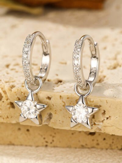 Mozan Diamond S925 Silver Trendy Commuter-style Diamond-studded Versatile Star Earrings