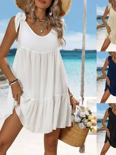 Loose-fit  Strapless Sun-protective Dress