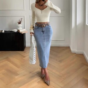 Womens High-waisted, Figure-flattering Mid-length Skirt