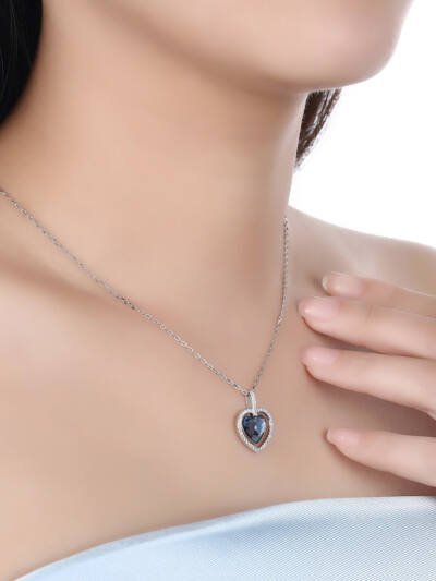 Crystal Necklace Female S925 Sterling Silver Diamond Heart