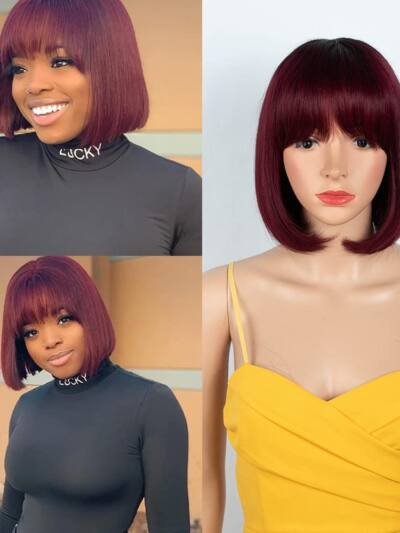 Human Hair Wig Full-head Wig Short Without Lace