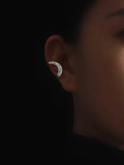 925 Sterling Silver Inlaid Zircon Nordic Style Simple Ear Bones