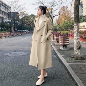 Petite Women's Wool Coat With Notched Lapel
