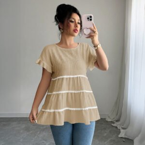 Sleek Stylish Ruffled-edge Short-sleeve T-shirt
