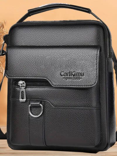 Mens Lychee-Grain Business Commuter Shoulder Crossbody Bag