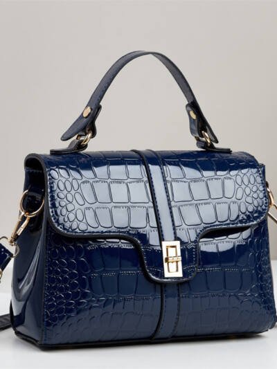 Sleek Stone-patterned Patent Leather Crossbody Bag That Pairs Effortlessly With Any Outfit