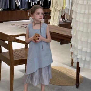 Girls' Summer Elegant Stitching Dress Summer Vest