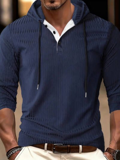 Fallwinter Long-sleeve Casual Sports Hoodie With Drawstring