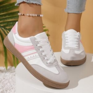 Plus-size Flat Lace-up Sneakers For Casual And Athletic Wear