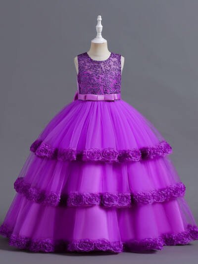 Flower Puffy Gauze Princess Dress Girls' Costume