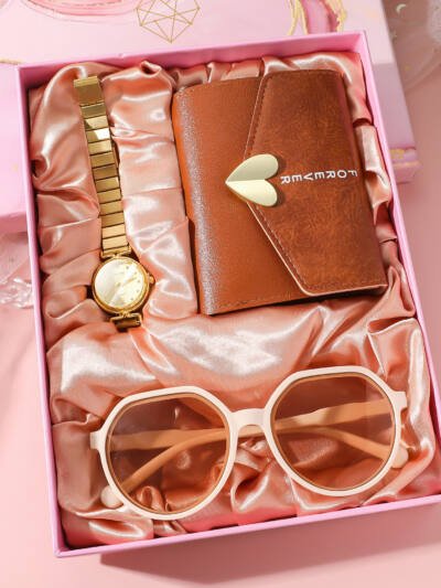 Steel Belt Ladies New Simple Watch Wallet Sunglasses Suit