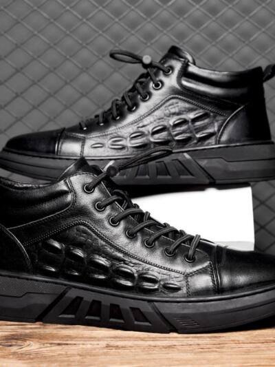 Pure Color Tied Trendy Wild Youth Men's Shoes