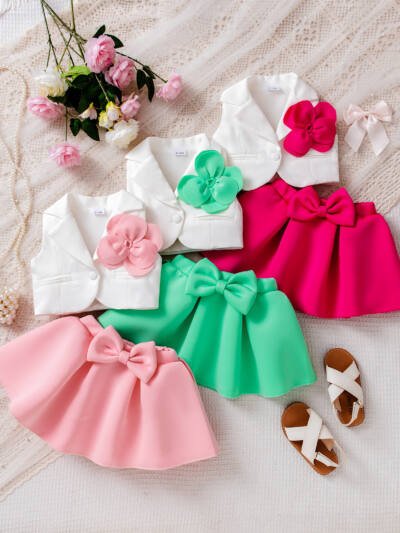 Korean-style Sleeveless Blazer And Short Skirt Set