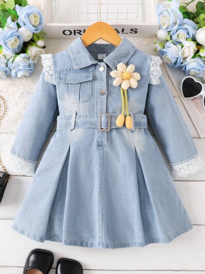 Lace Trim Dress Belt Set For Children