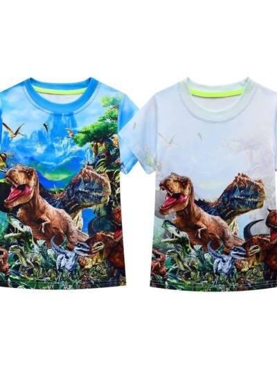 Children And Teens Dinosaur World Cartoon Boy T-shirt Short Sleeve