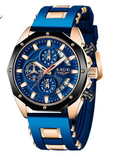 Fashion Mens Watches Top Brand Luxury Silicone Sport Watch Men Quartz Date Clock Waterproof Wristwatch Chronograph
