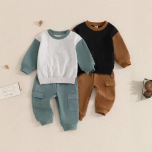 Boys Sporty Color-Block Long-Sleeve Hoodie Set
