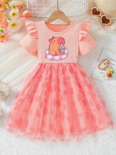 New Stylish Capybara Print Princess Dress