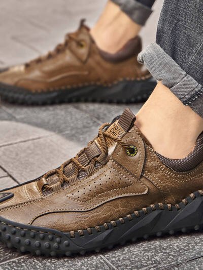 Lace-up Leather Men's Casual Shoes Plus Size
