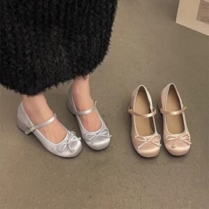 New Buckle Strap Versatile Chunky Heel Round Toe French Chic Shallow Cut Qipao Mary Jane Shoes