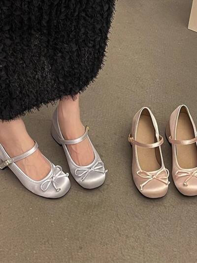 New Buckle Strap Versatile Chunky Heel Round Toe French Chic Shallow Cut Qipao Mary Jane Shoes