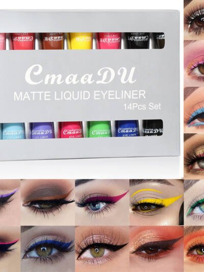 Matte Quick-drying 14 Colors Liquid Eyeliner Suit