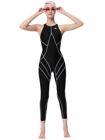 One-piece Silk Quick-drying Fabric Professional Training Competition Long Swimsuit