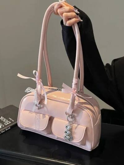 Bow-tie Ribbon Bowling Bag A Stylish High-capacity Shoulder And Tote Bag