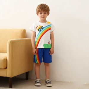 European And American Style Rainbow Short Sleeve Summer New Men's Baby Suit