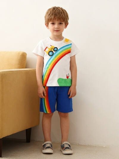 European And American Style Rainbow Short Sleeve Summer New Men's Baby Suit