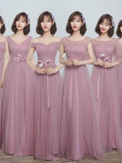 Bridesmaid Dress Long Cameo Brown Mesh Comfortable Thin Satin Bridesmaid Host Dinner Dress