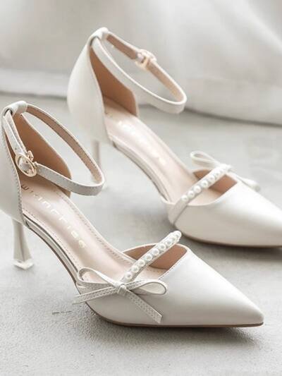 White High-Heel Shoes Versatile Strap Pumps With A Sleek French Stiletto Heel